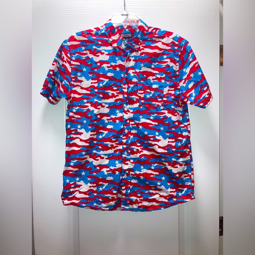 Red, White and Blue collard button up